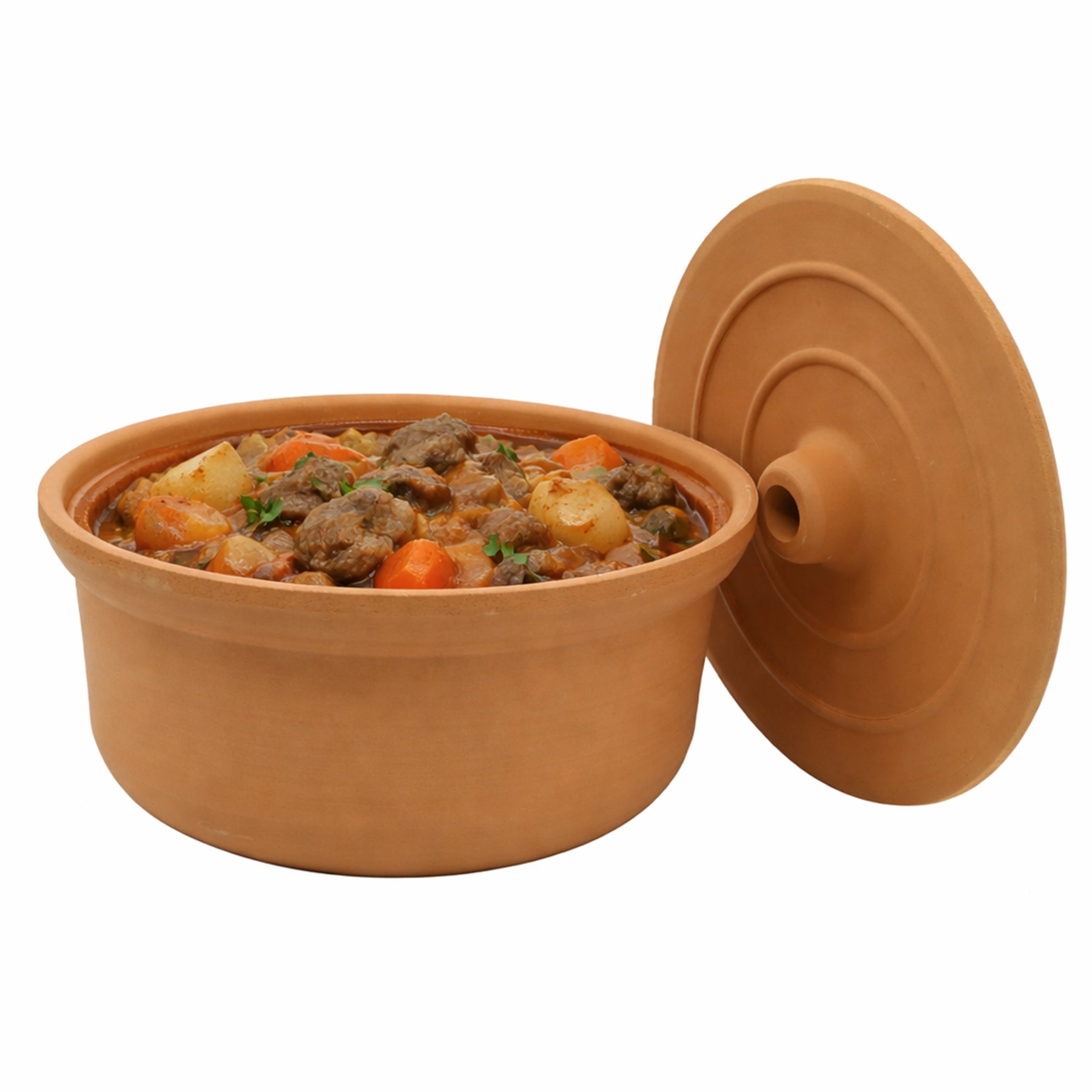 Viapot Big 3500 ml - Natur - Terrakotta-Schmortopf mit Deckel - 26×15 cm