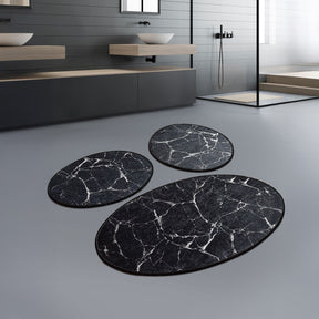 Bosdela Badezimmerteppich-Set 3-teilig Marble Black - 100 × 160 cm