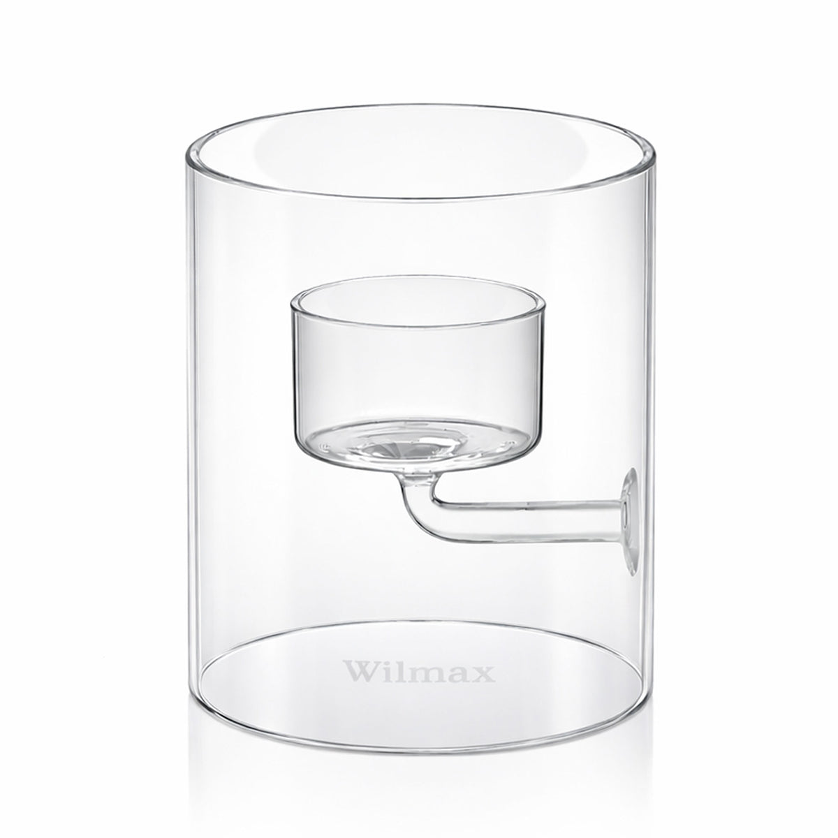 Wilmax Teelichthalter aus Glas für 1 Teelicht, 9 cm