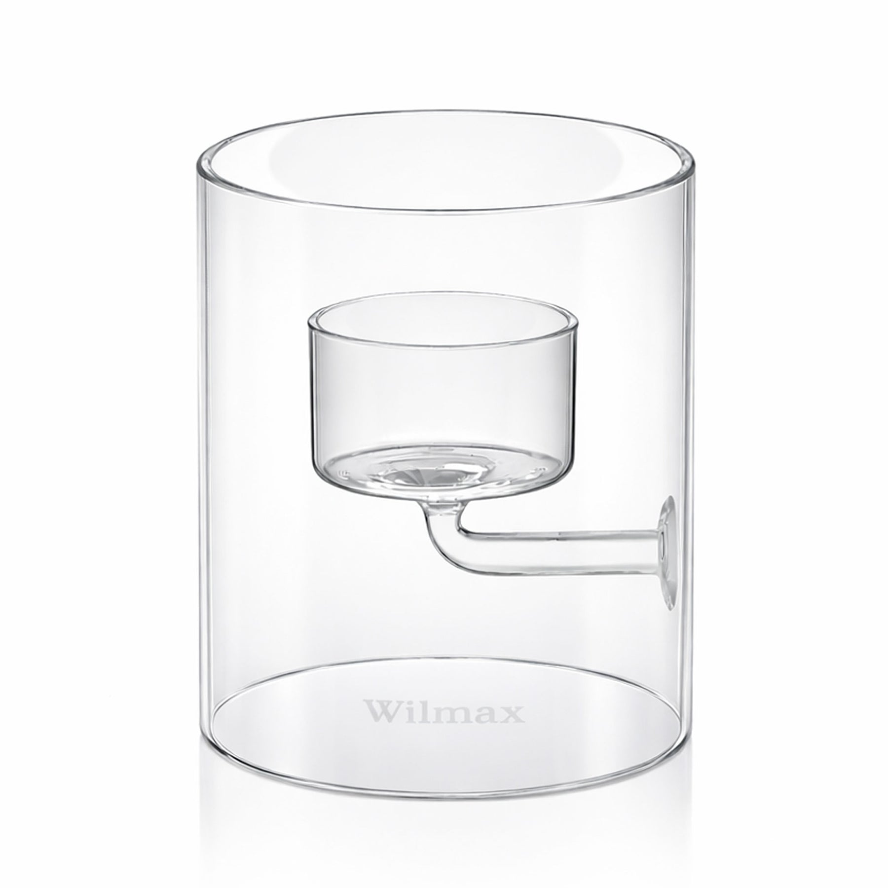 Wilmax Teelichthalter aus Glas für 1 Teelicht, 9 cm