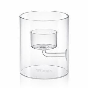 Wilmax Teelichthalter aus Glas für 1 Teelicht, 9 cm