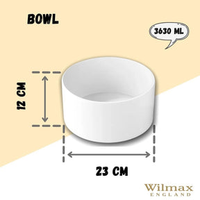 Wilmax Schale 23 cm 3630 ml aus Porzellan, Weiß WL-992749/A