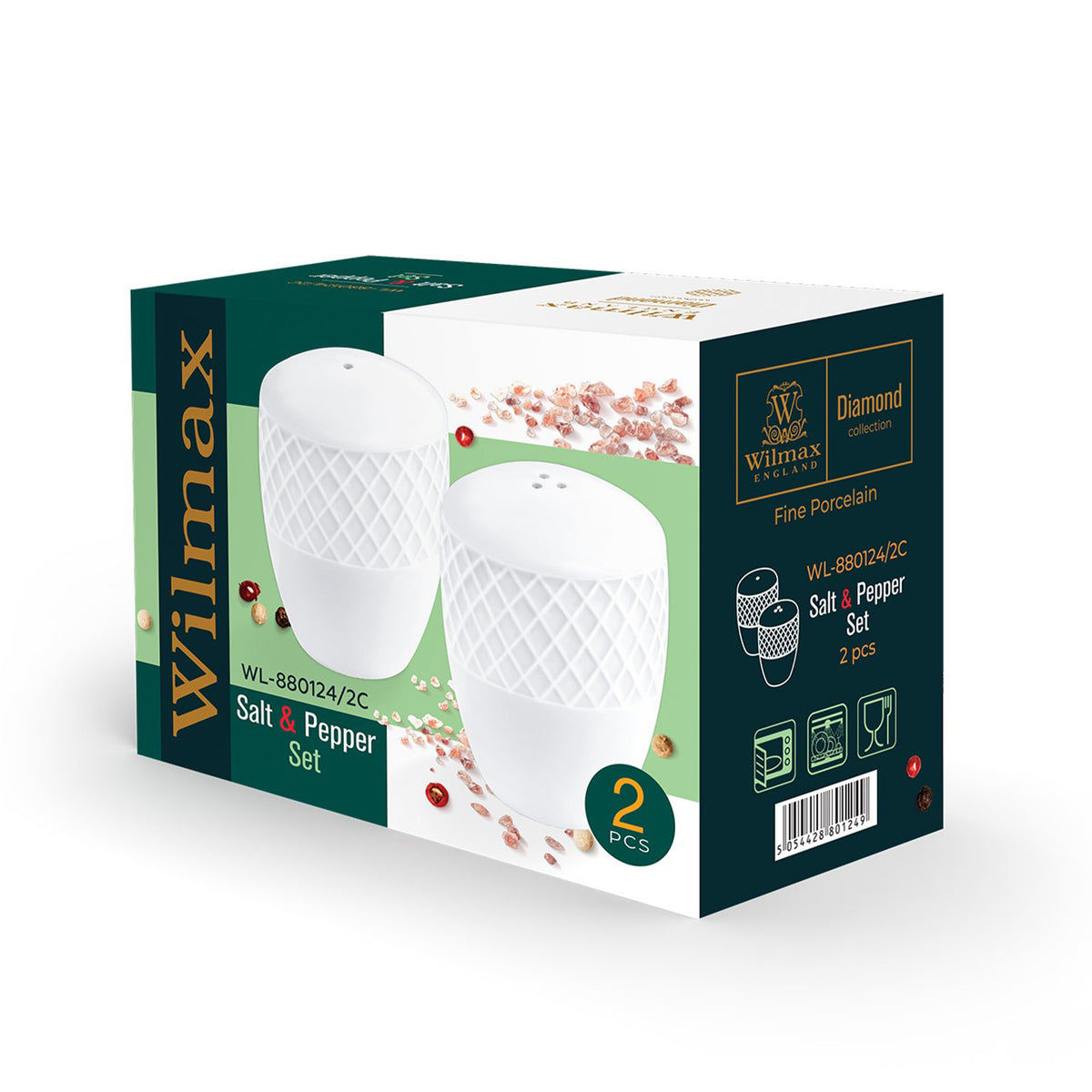 Wilmax Salz & Pfeffer Set Weiß Porzellan 2er WL-880124/2C