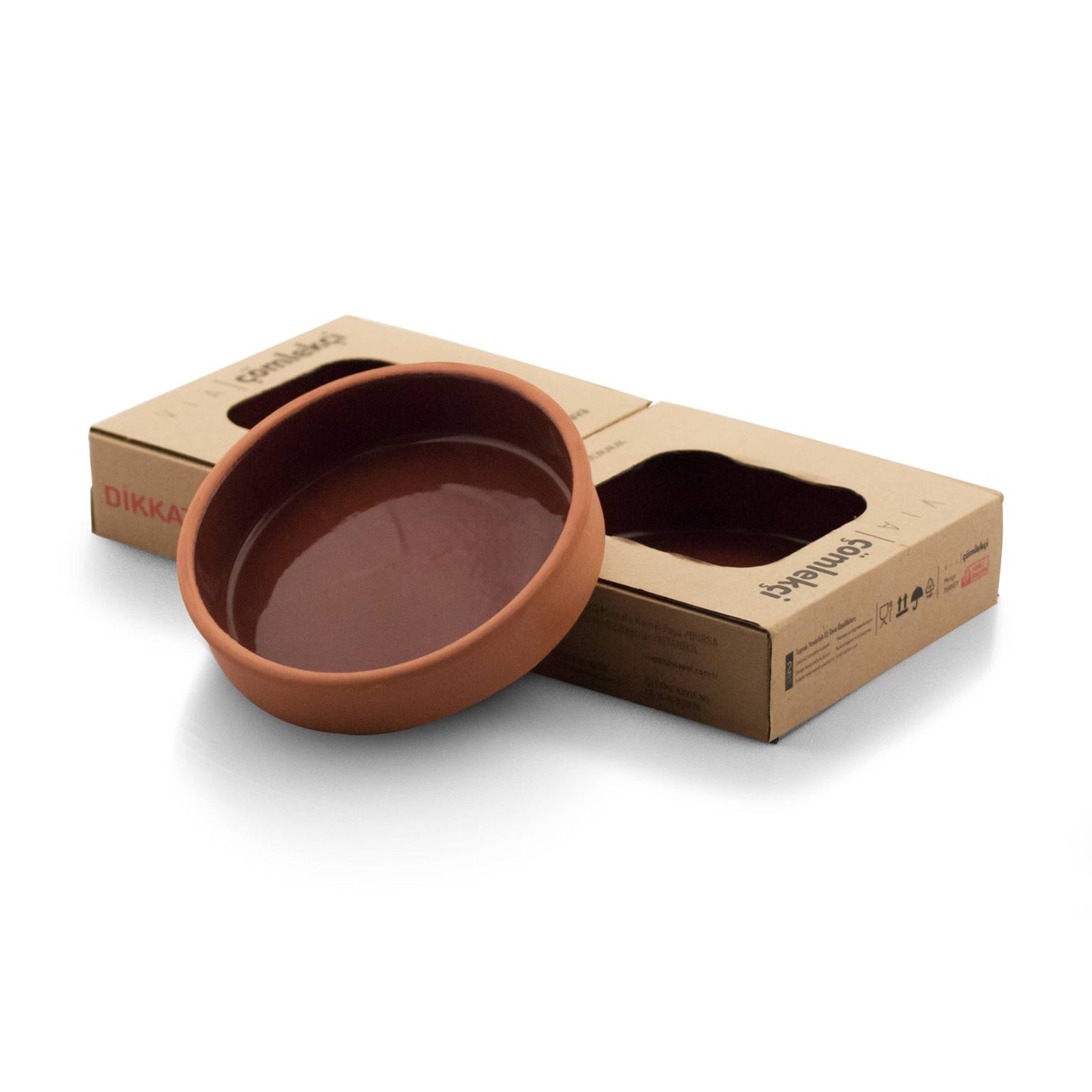 Viapot RUMELI 2er Set - 450 ml - Innen Braun Glasiert - Terrakotta-Schalen - 16×4 cm