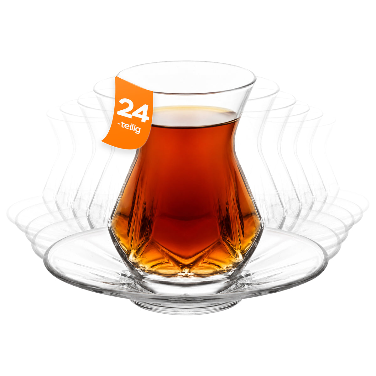 LAV Alya Teegläser 165 ml (5 1/2 oz) - 6 Gläser & 6 Unterteller Set