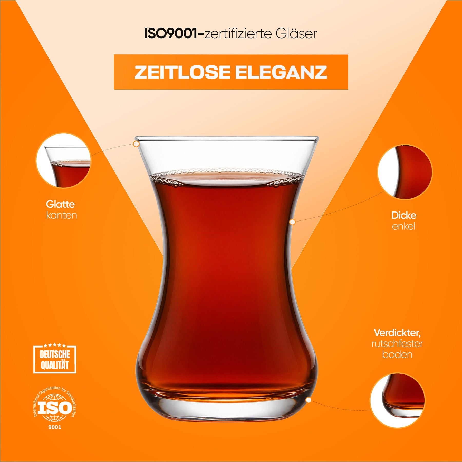 LAV Demet Teegläser & Unterteller Set - 135 ml (4 1/2 oz)