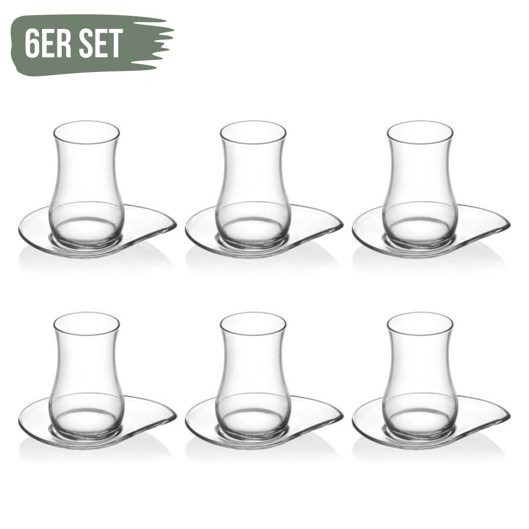 Elegantes LAV Eva Teeset aus Glas mit Untertassen