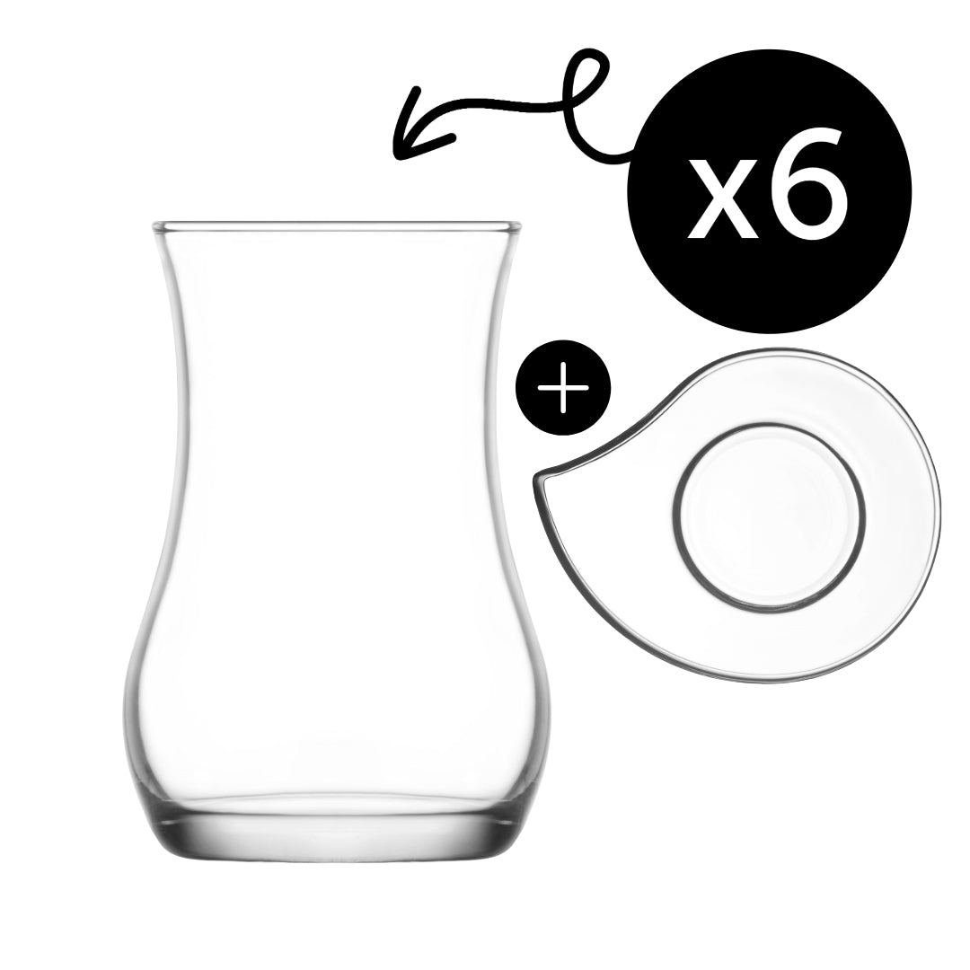 LAV Eva Teegläser Set mit Unterteller – 12-teilig, 170ml