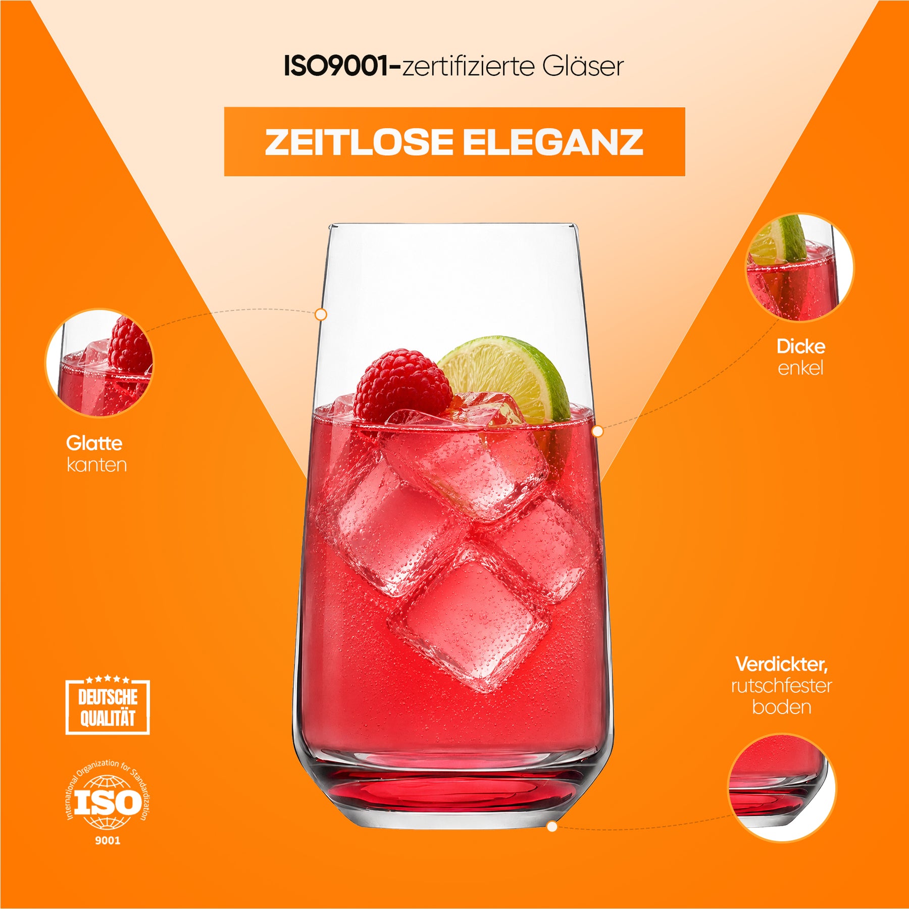 LAV Lal Transparent Rainbow Longdrinkgläser - 480 ml (16 1/4 oz)