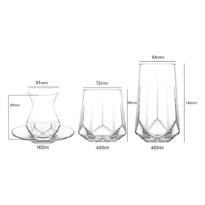 AV ALYA & VALERIA Gläser-Set 24-teilig – 6 Personen – Teegläser 165 ml & Wassergläser 400/460 ml