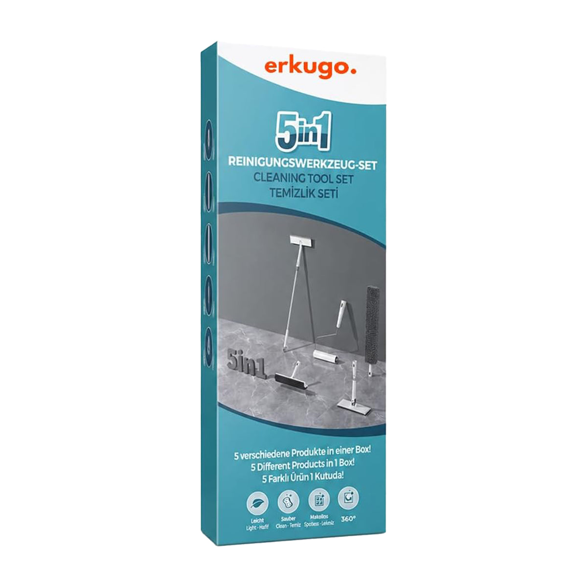 Wischmopp Set 5-in-1 mit Eimer, Auswringer & Mikrofaserpads