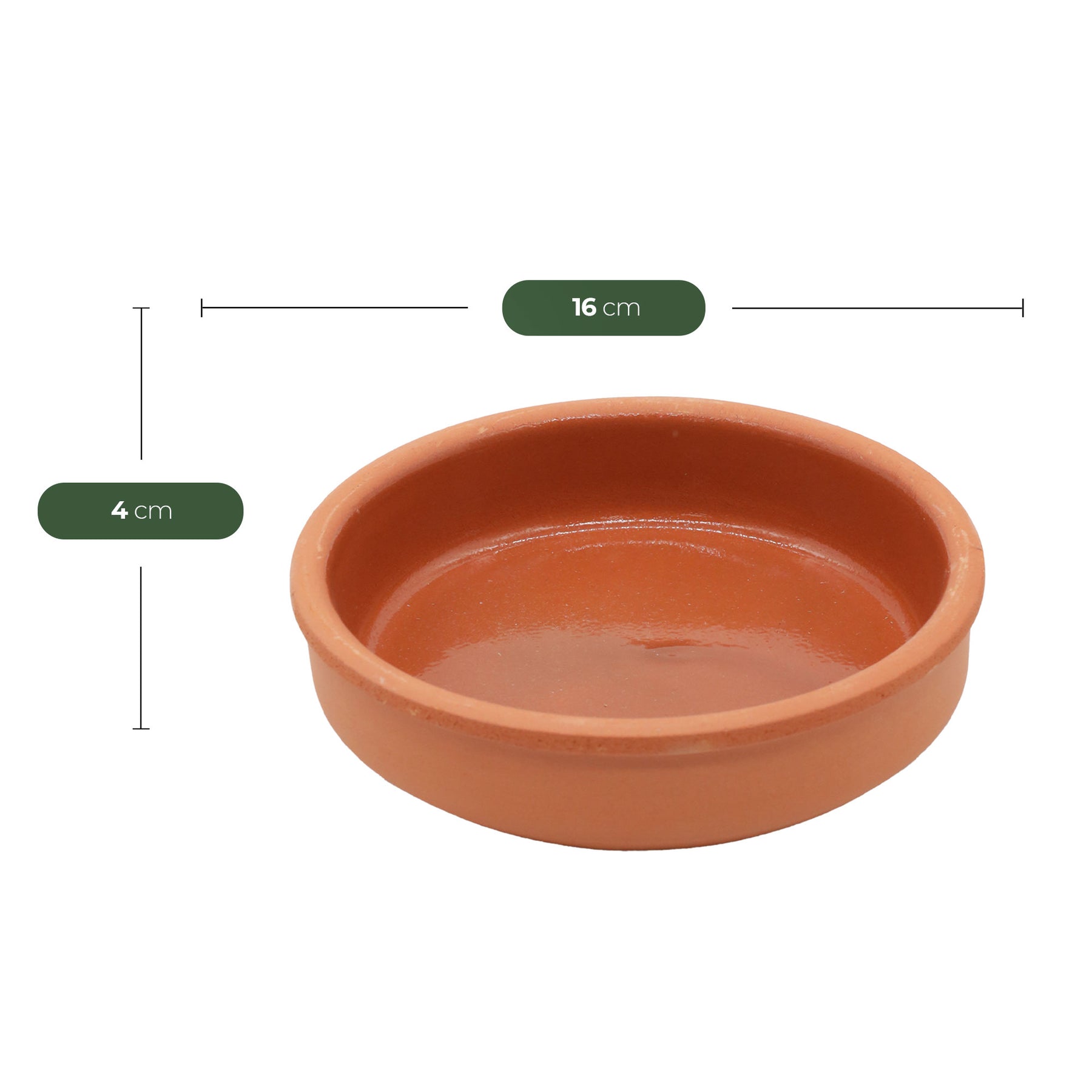 Viapot RUMELI 2er Set - 450 ml - Innen Braun Glasiert - Terrakotta-Schalen - 16×4 cm