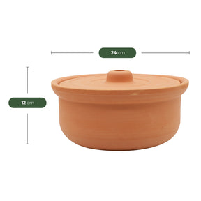 Viapot Medium 2500 ml - Natur - Terrakotta-Schmortopf mit Deckel - 24×12 cm