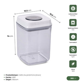 CRALEX Nesta quadratische Lebensmittelbehälter, (900 ml / 1,2 l / 1,7 l)