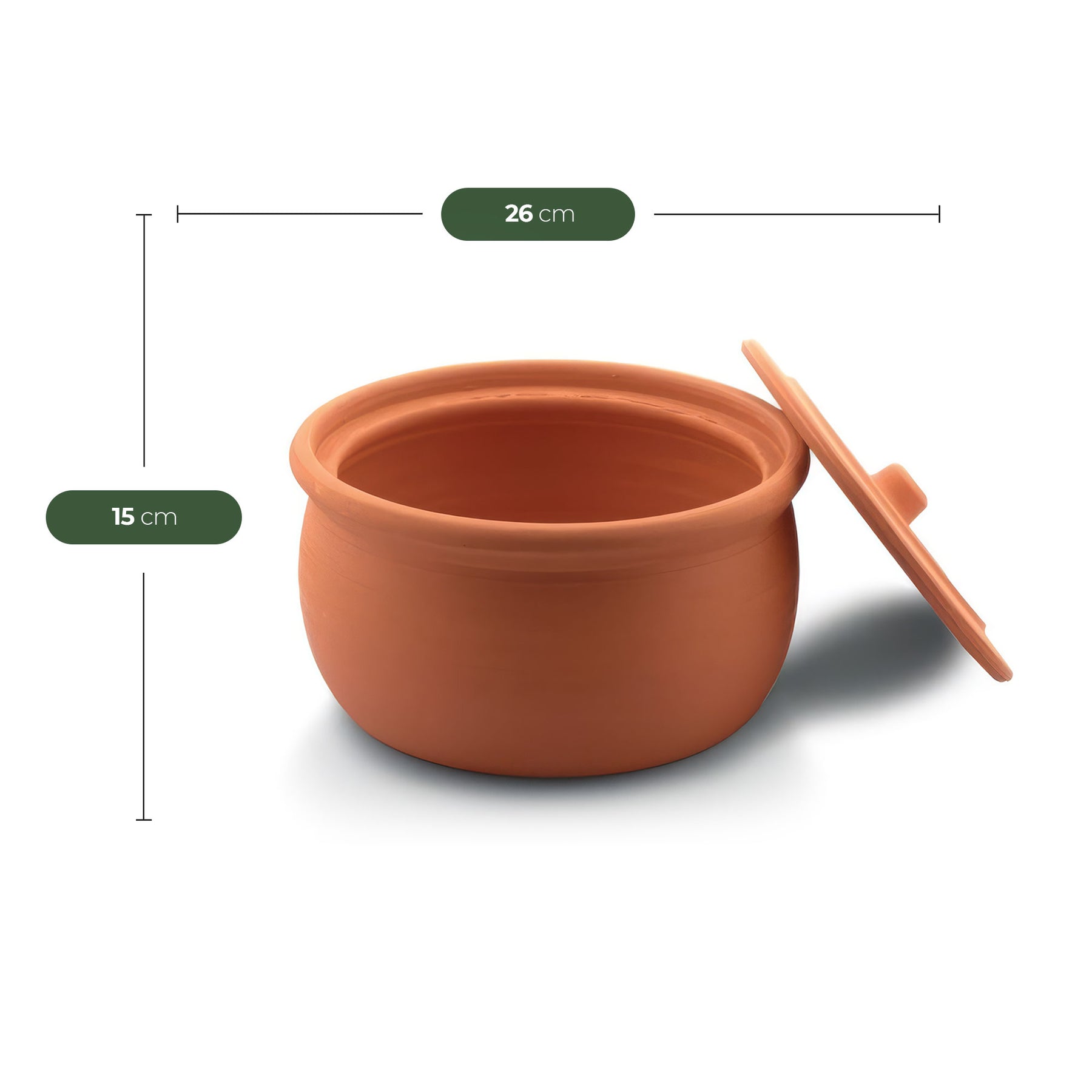 Viapot Big 3500 ml - Natur - Terrakotta-Schmortopf mit Deckel - 26×15 cm