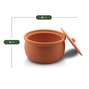 Viapot Big 3500 ml - Natur - Terrakotta-Schmortopf mit Deckel - 26×15 cm