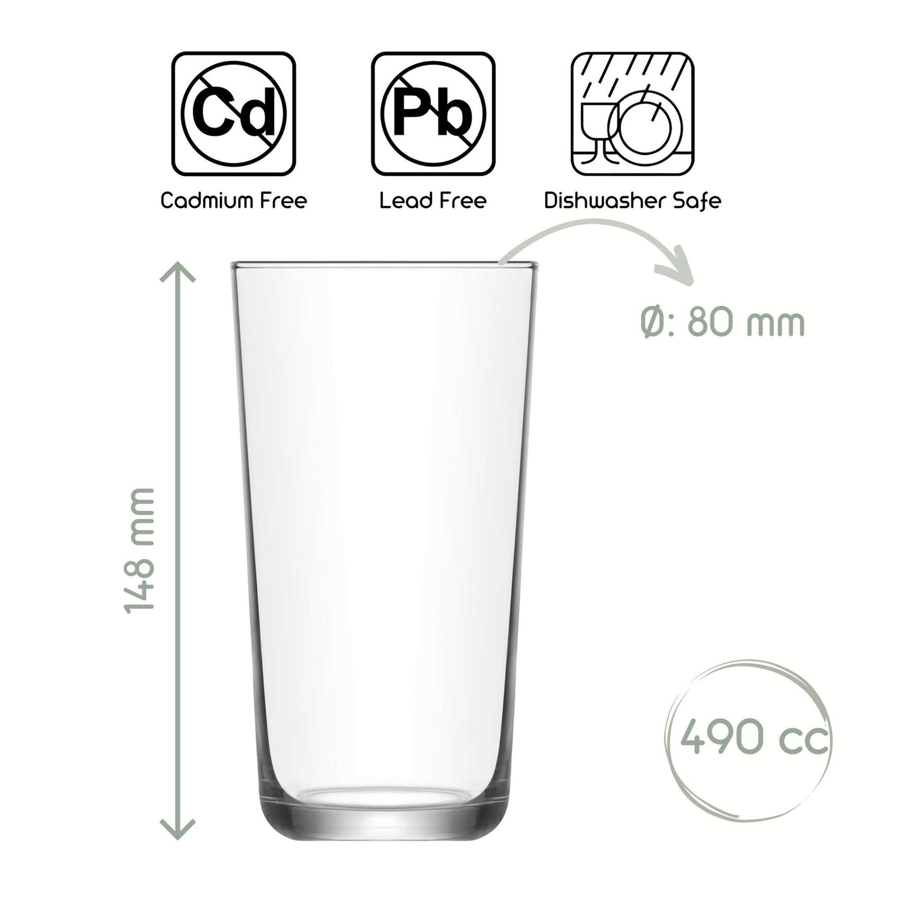 LAV Assos Longdrinkgläser - 490 ml (16 1/2 oz), 6er Set