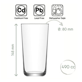 LAV Assos Longdrinkgläser - 490 ml (16 1/2 oz), 6er Set