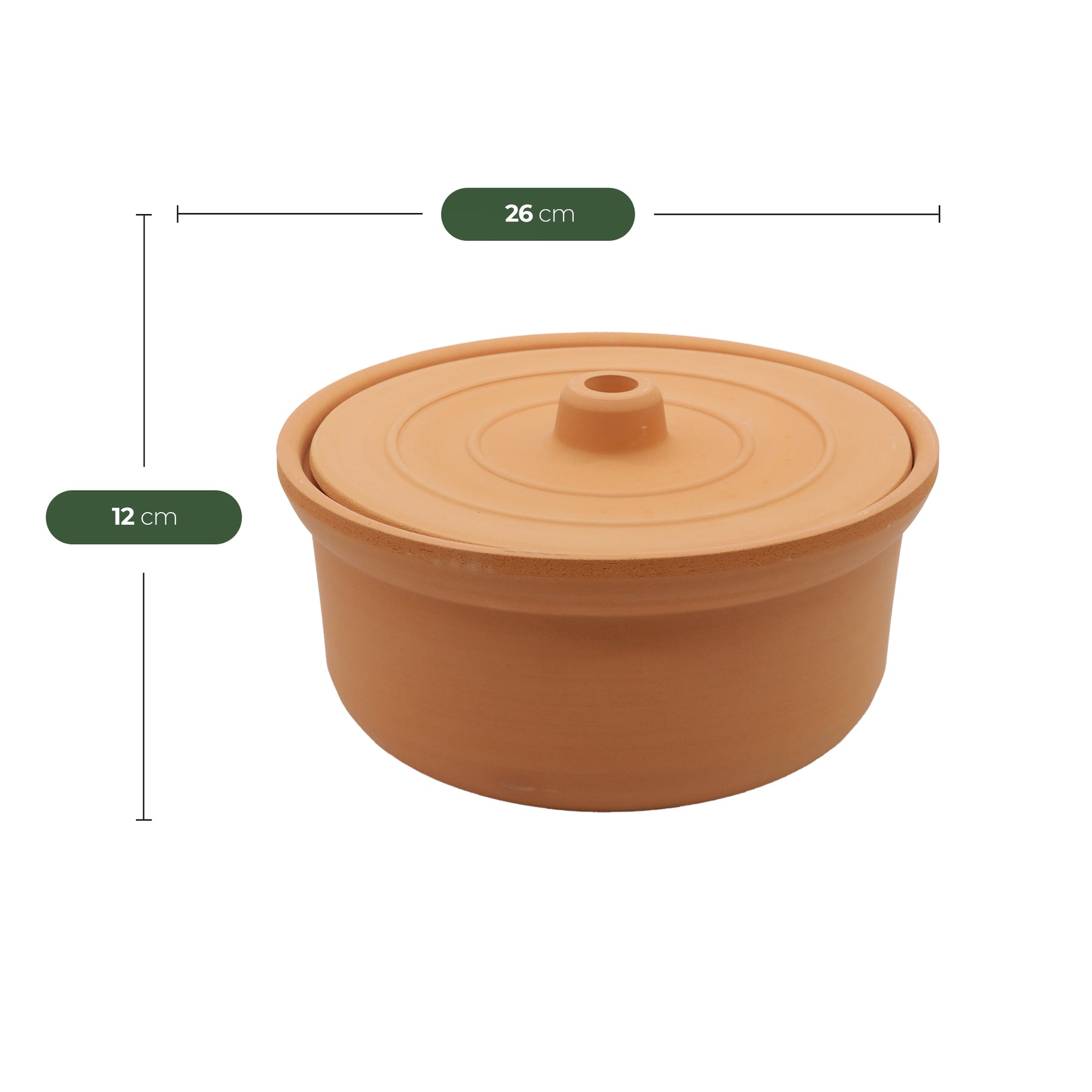 Viapot Big 3500 ml - Natur - Terrakotta-Schmortopf mit Deckel - 26×15 cm