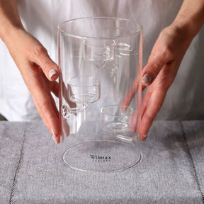 Wilmax Teelichthalter aus Glas für 3 Teelichter, 20 cm