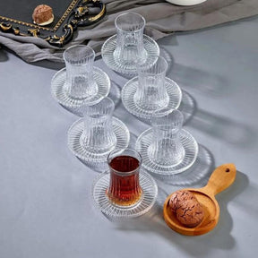 Pasabahce Elysia Teeset - Teegläser mit Untertassen, 170ml