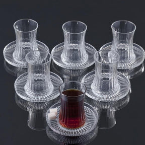 Pasabahce Elysia Teeset - Teegläser mit Untertassen, 170ml
