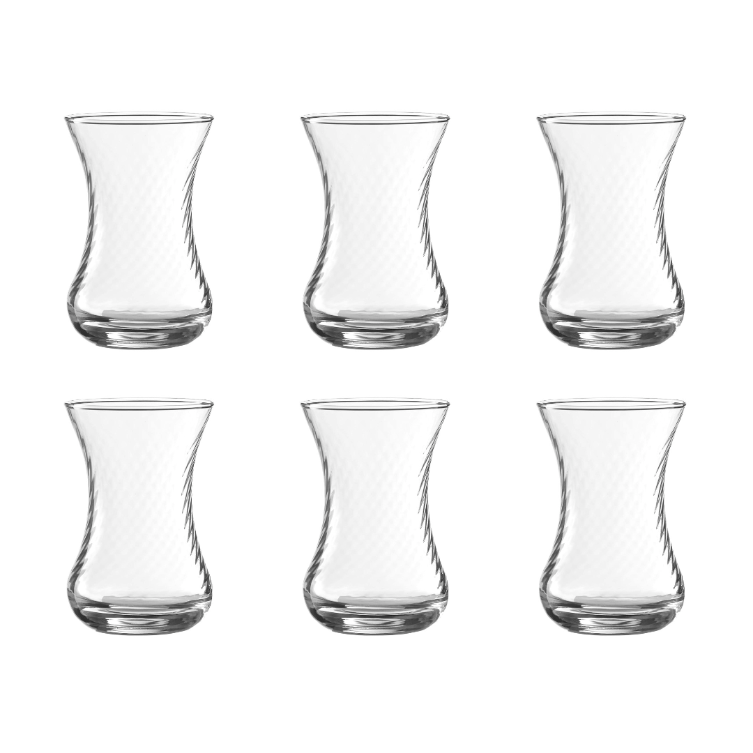 Pasabahce İncebelli Teeglas Set mit 125 ml – 6 klassische Teegläser für türkischen Tee
