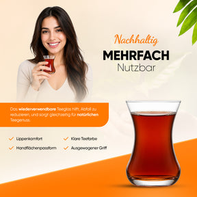 Pasabahce Incebelli Teeset, Teeglas und Untertasse, 125 ml