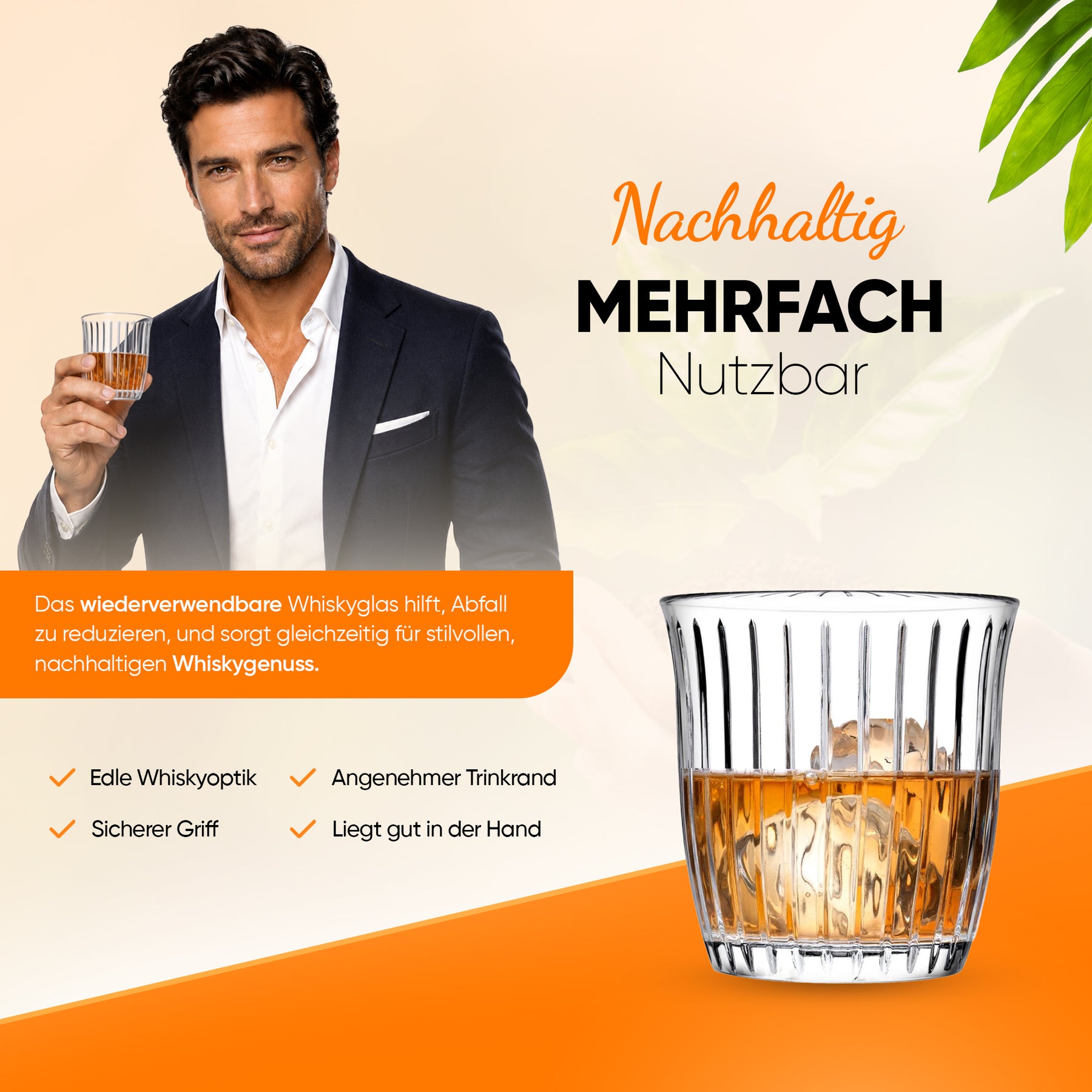 Pasabahce Joy Whiskyglas Nahaufnahme geriffelte Struktur