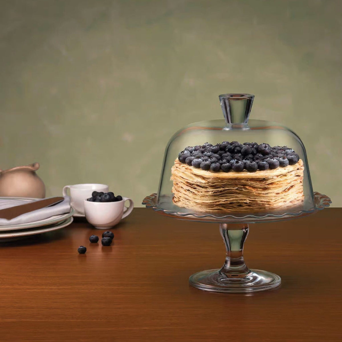 Pasabahce Petite Patisserie Fußed Servierplatte mit Glasglocke