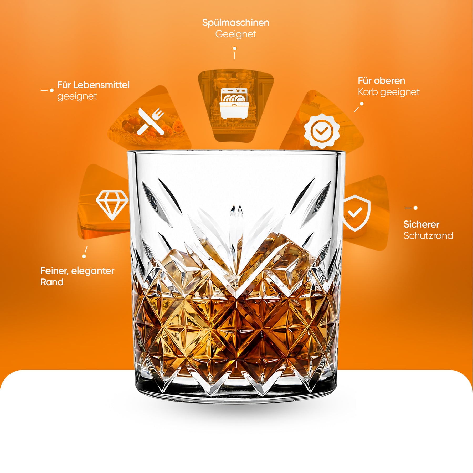 Pasabahce Timeless Whiskyglas 205 ml Detailaufnahme Facettenschliff