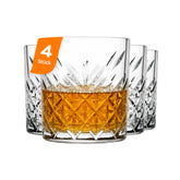 Pasabahce Timeless Whiskygläser 345ml aus Pressglas mit Schliffdesign