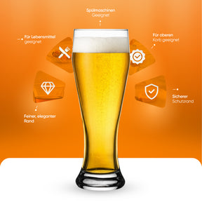 Pasabahce Bierglas 520 ml gefüllt mit Bier Detailansicht