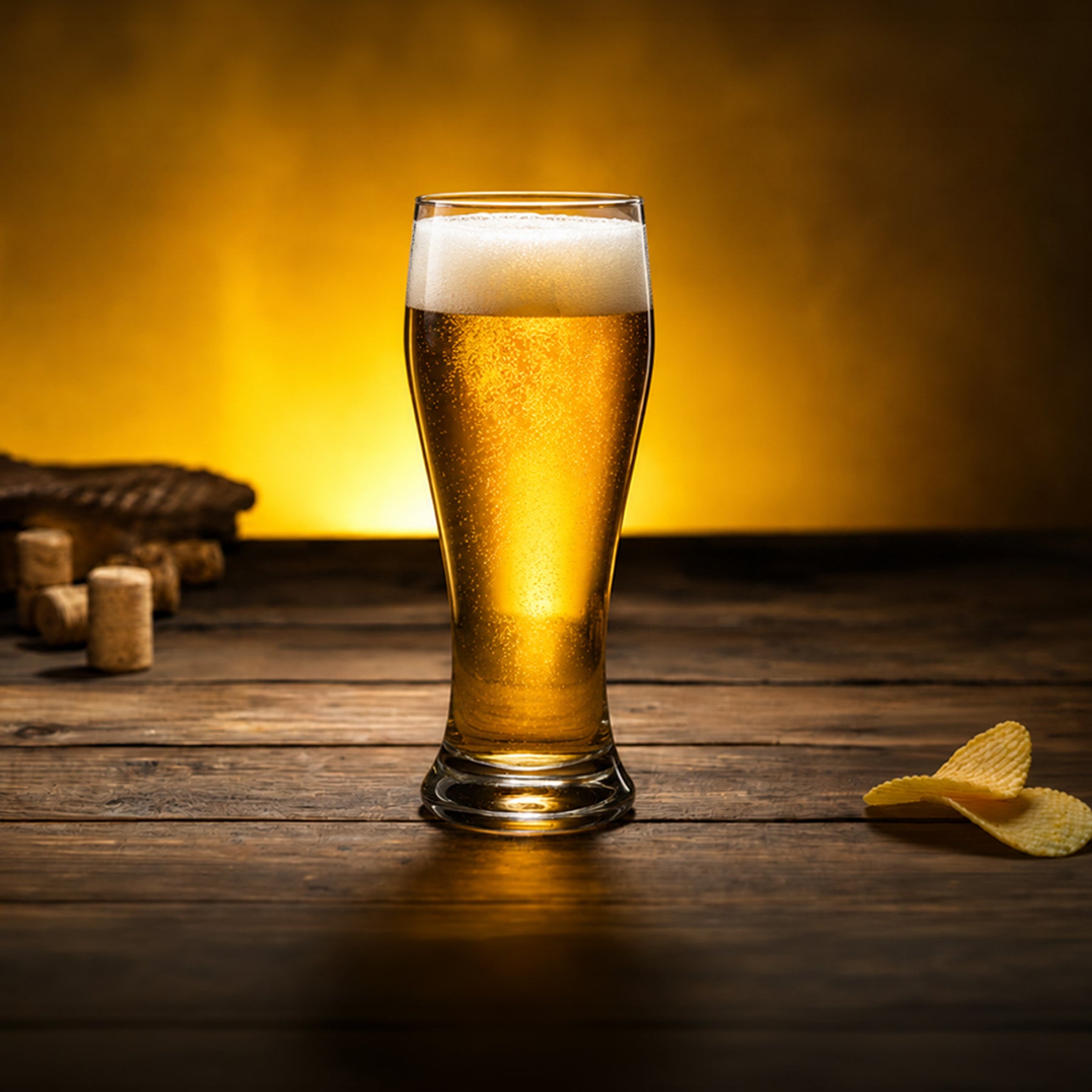 Pasabahce Weizenbier Bierglas 520 ml auf Holztisch Lifestyle