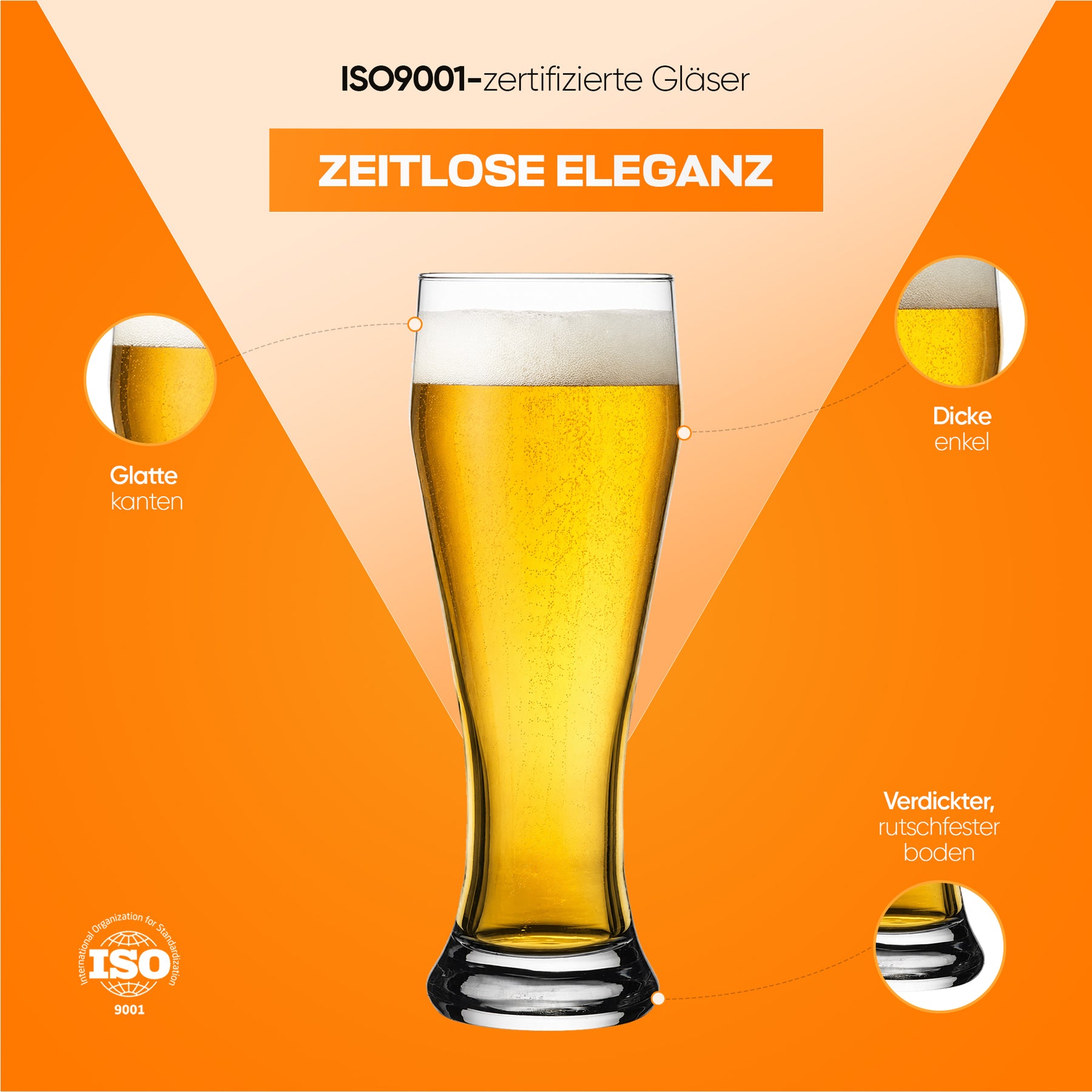 Pasabahce Weizenbeer Glas 665 ml stilvolle Bierpräsentation