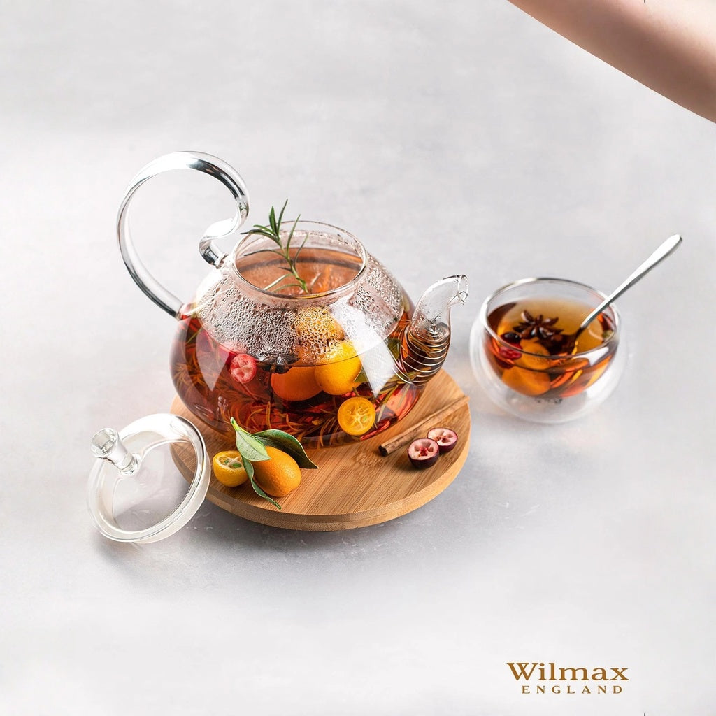 Wilmax Teekanne 800 ml Borosilikatglas mit Federfilter WL-888817/A