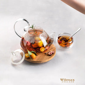 Wilmax Teekanne 800 ml Borosilikatglas mit Federfilter WL-888817/A