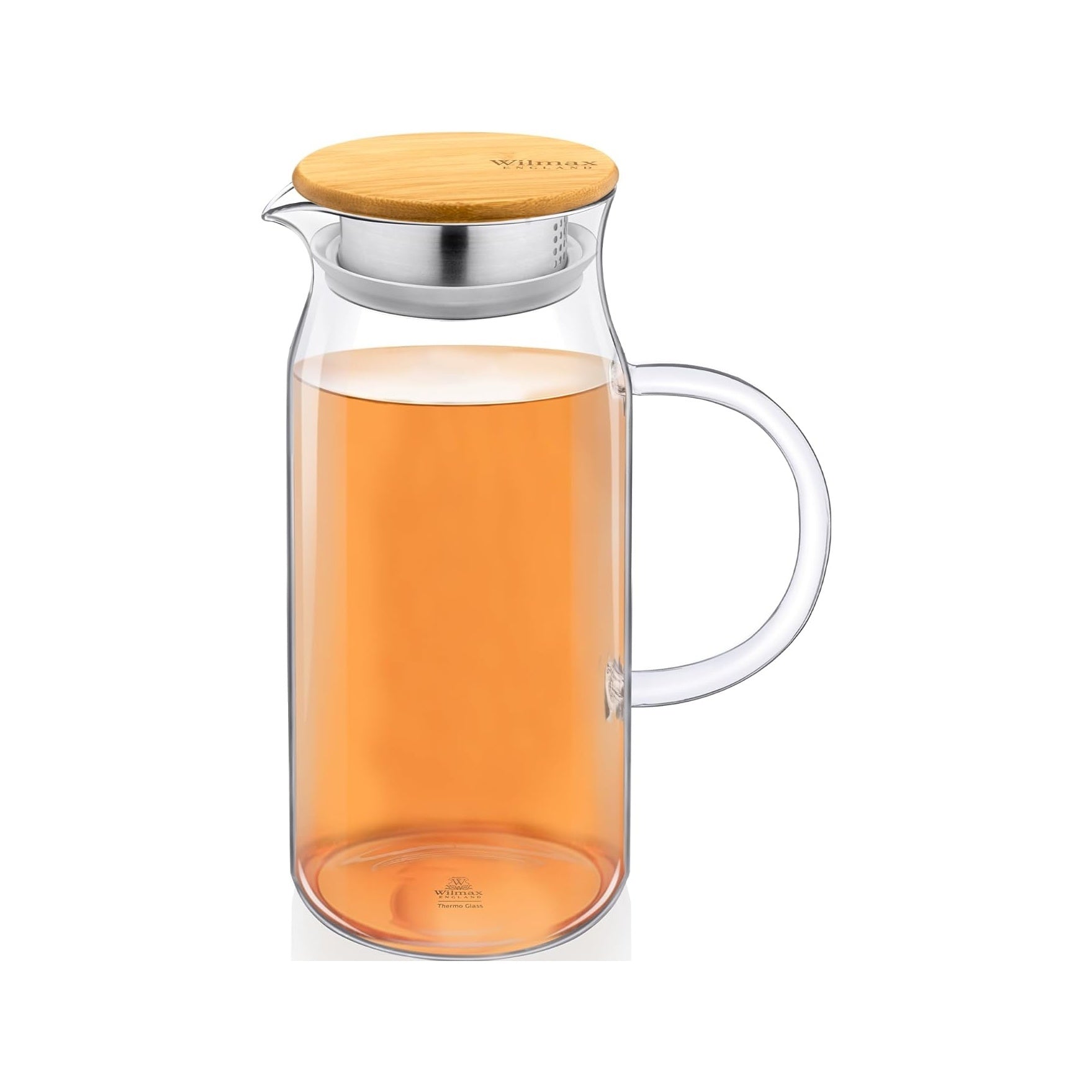 Wilmax Borosilikat Glas Krug mit Bambusdeckel