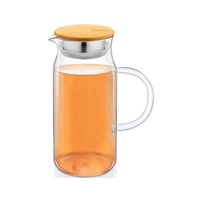 Wilmax Borosilikat Glas Krug mit Bambusdeckel