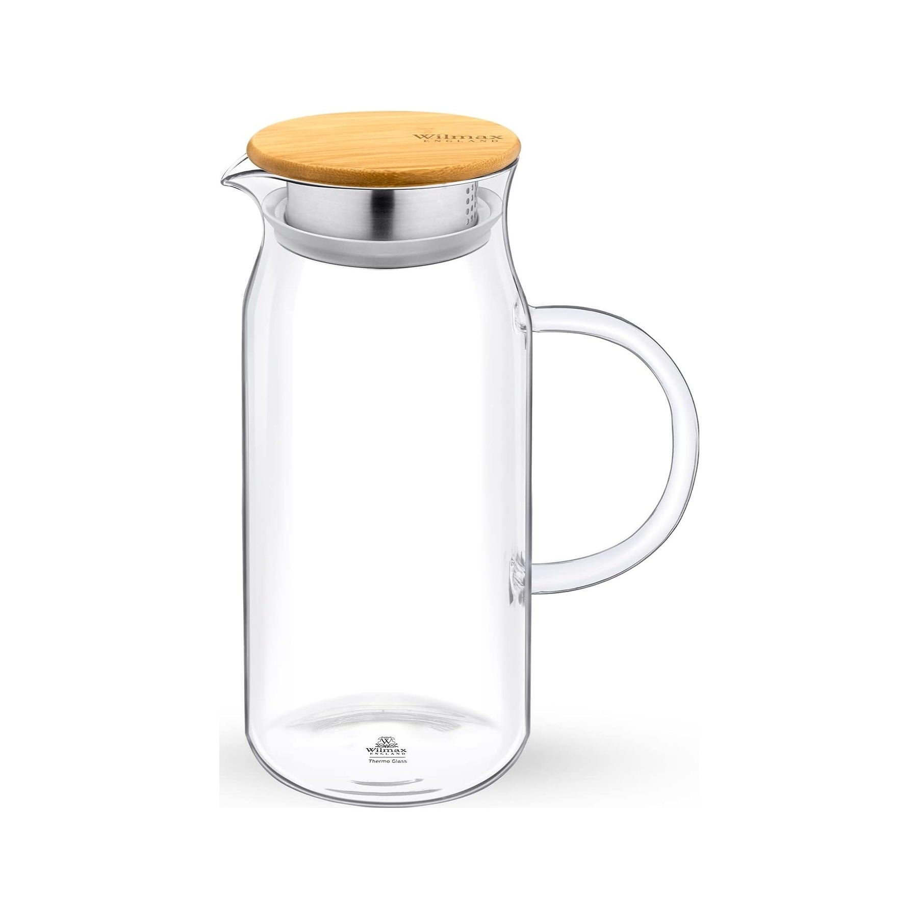 Wilmax Borosilikat Glas Krug mit Bambusdeckel