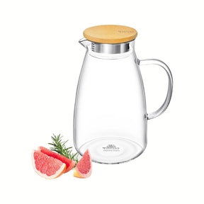 Wilmax Karaffe 1900 ml Thermoglas mit Bambusdeckel Transparent WL-888216/A