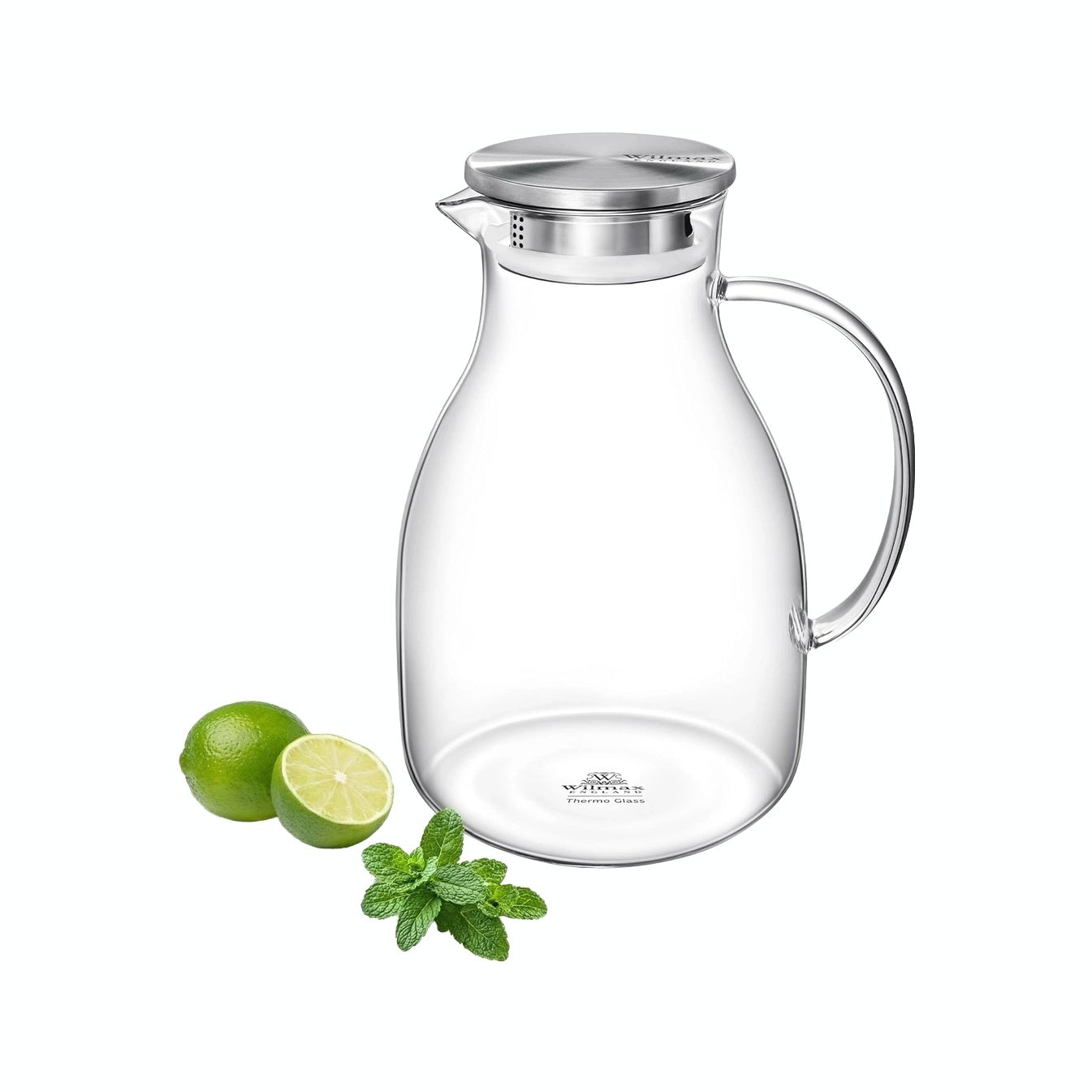 Wilmax Borosilikat Glas Krug mit Edelstahl-Deckel