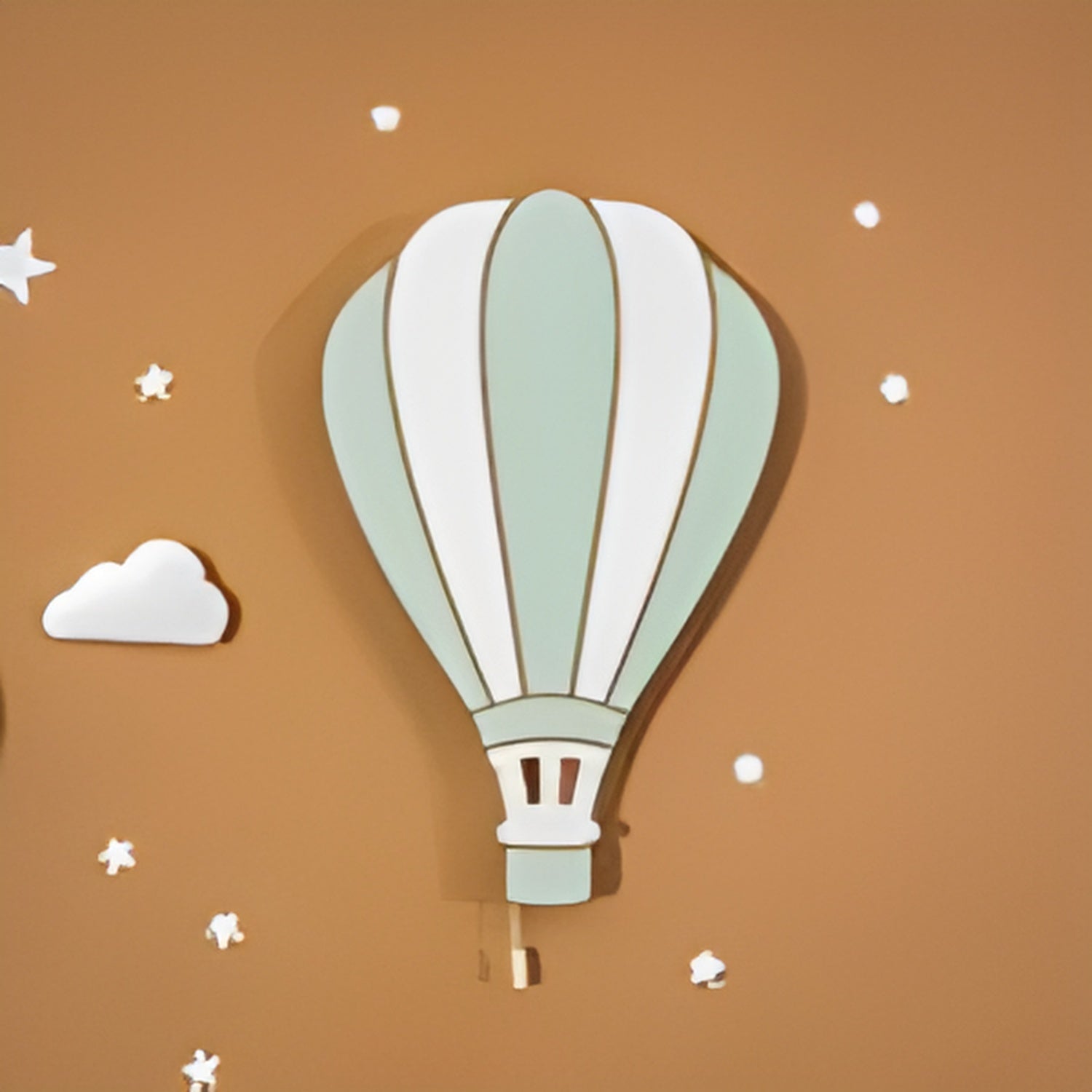 Cozy Collections Handbemalte LED-Wandleuchte Heißluftballon aus Holz – Pastell (Rosa/Beige/Grün), Einzel/Duo/3er-Set