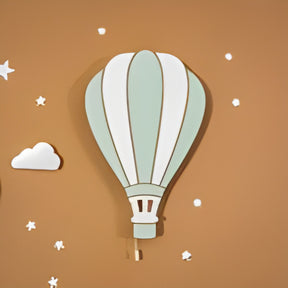 Cozy Collections Handbemalte LED-Wandleuchte Heißluftballon aus Holz – Pastell (Rosa/Beige/Grün), Einzel/Duo/3er-Set