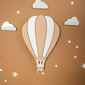 Cozy Collections Handbemalte LED-Wandleuchte Heißluftballon aus Holz – Pastell (Rosa/Beige/Grün), Einzel/Duo/3er-Set