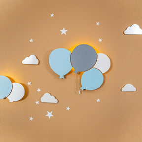 Cozy Collection LED-Wandnachtlicht Ballons & Wolke aus Massivholz – handbemalt, Pastell (Blau/Grün/Weiß),Set-Optionen