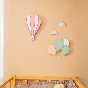 Cozy Collection LED-Wandnachtlicht Ballons & Wolke aus Massivholz – handbemalt, Pastell (Blau/Grün/Weiß),Set-Optionen