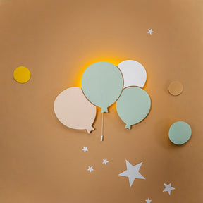 Cozy Collection LED-Wandnachtlicht Ballons & Wolke aus Massivholz – handbemalt, Pastell (Blau/Grün/Weiß),Set-Optionen