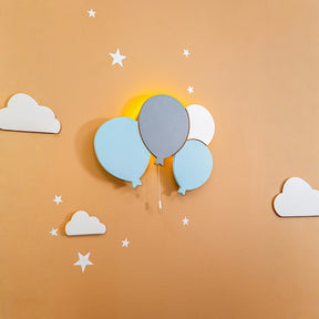Cozy Collection LED-Wandnachtlicht Ballons & Wolke aus Massivholz – handbemalt, Pastell (Blau/Grün/Weiß),Set-Optionen