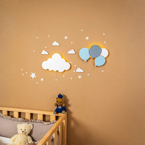 Cozy Collection LED-Wandnachtlicht Ballons & Wolke aus Massivholz – handbemalt, Pastell (Blau/Grün/Weiß),Set-Optionen